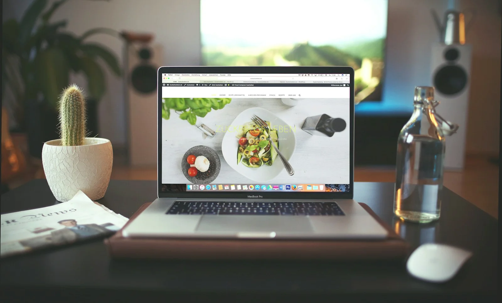Laptop open on a culinary website
