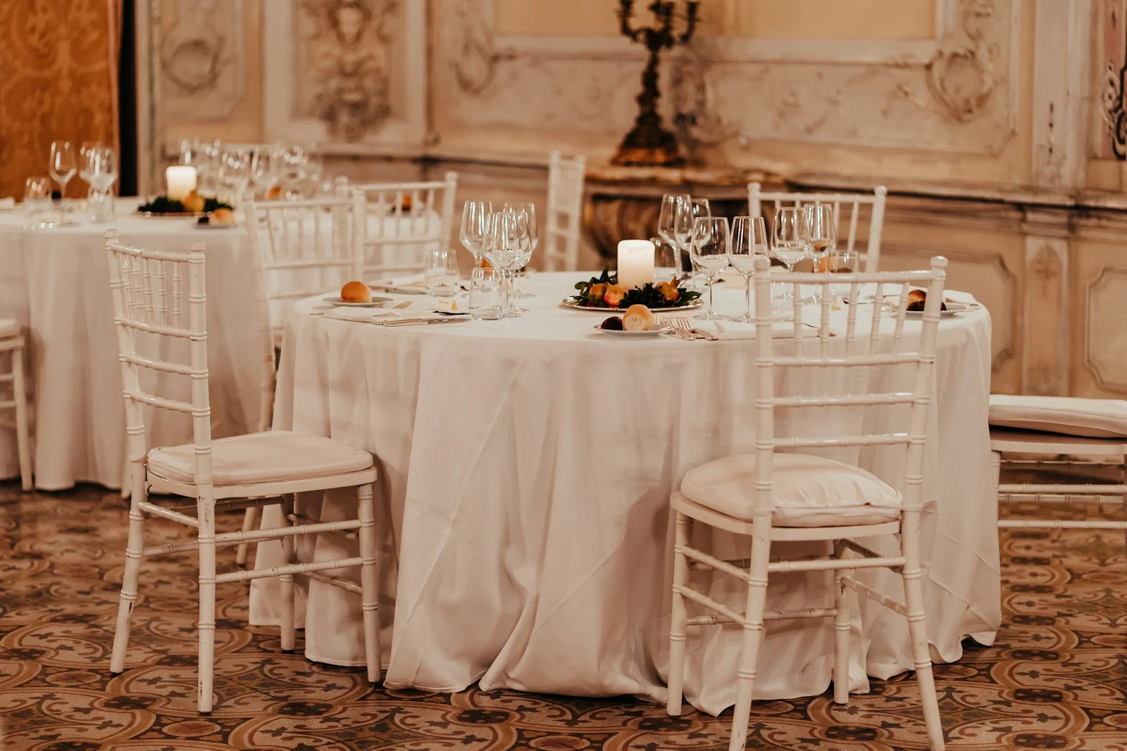 Round table set for a banquet