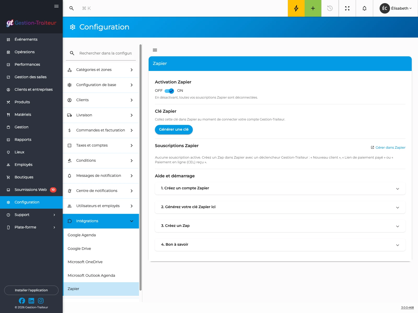 screenshot: integrations