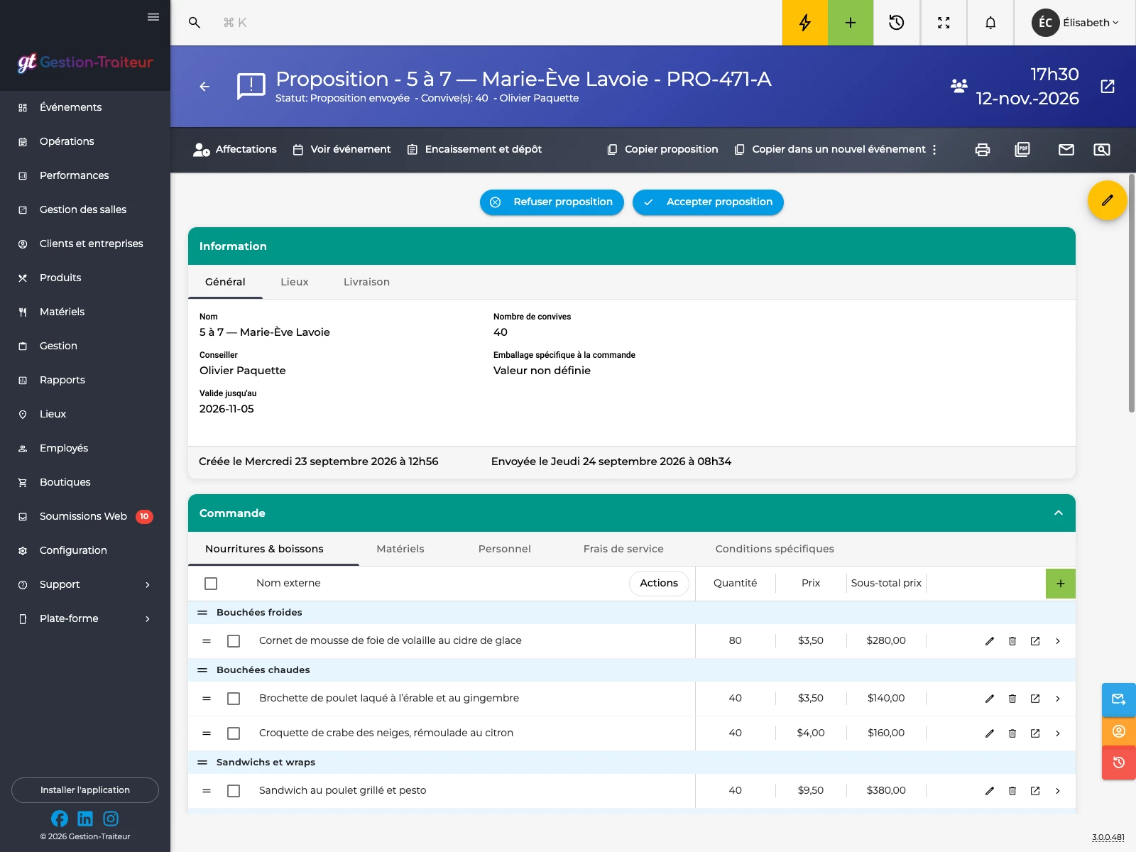 screenshot: proposal and approval